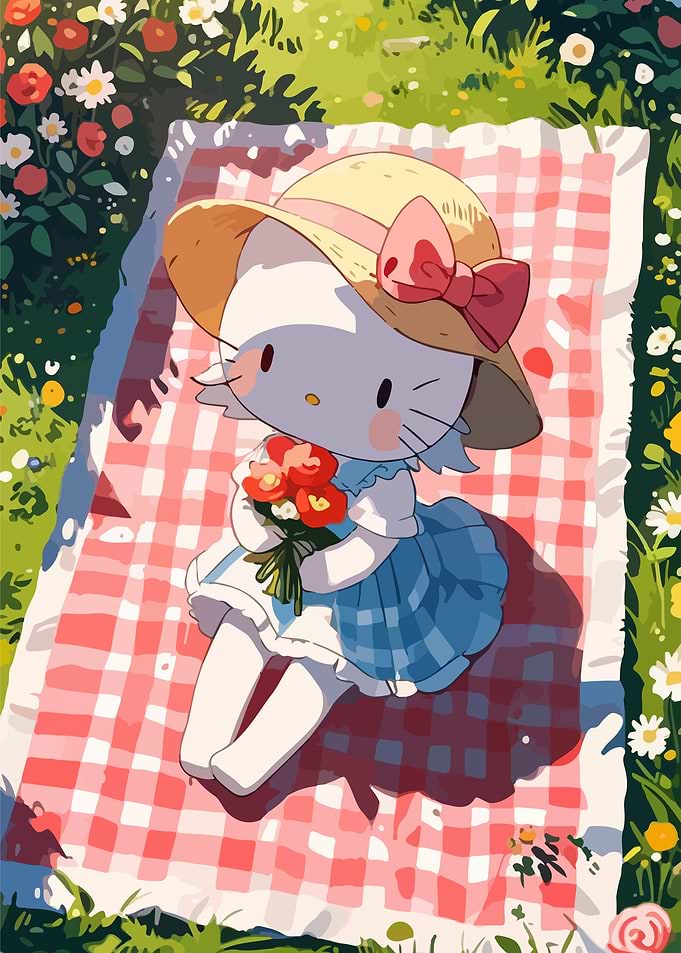 Hello Kitty Picnic in a Meadow