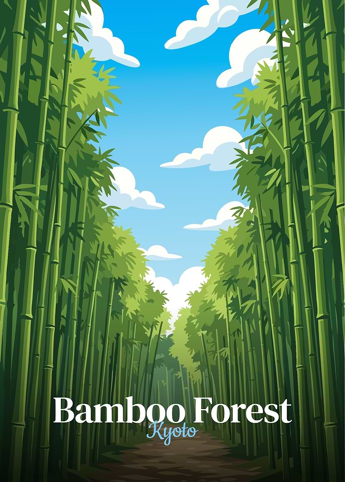 Bamboo Forest Kyoto Illustration
