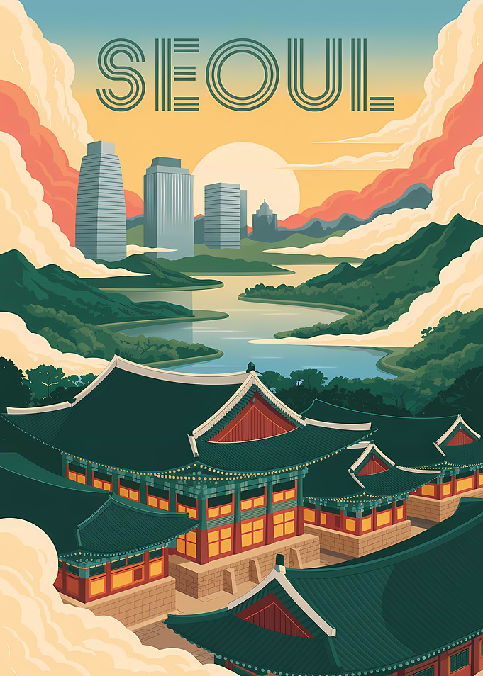 Seoul Travel Poster Art