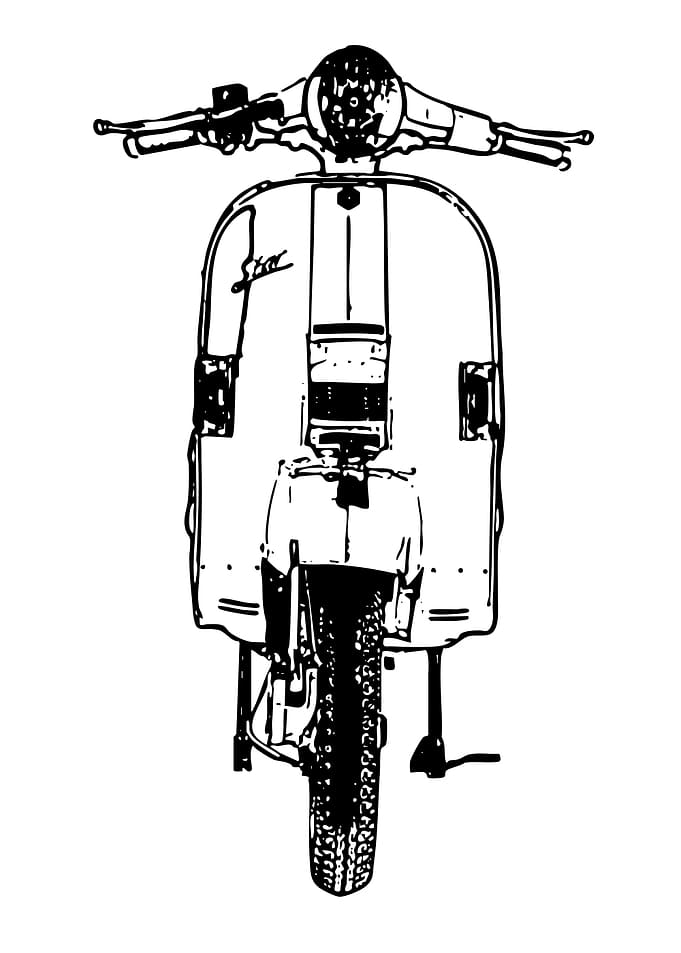 Vintage Scooter Front View Line Art