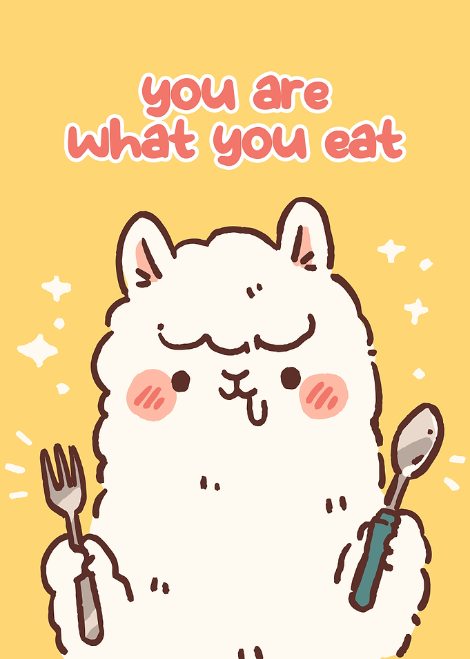 Cute Alpaca with Cutlery Illustration