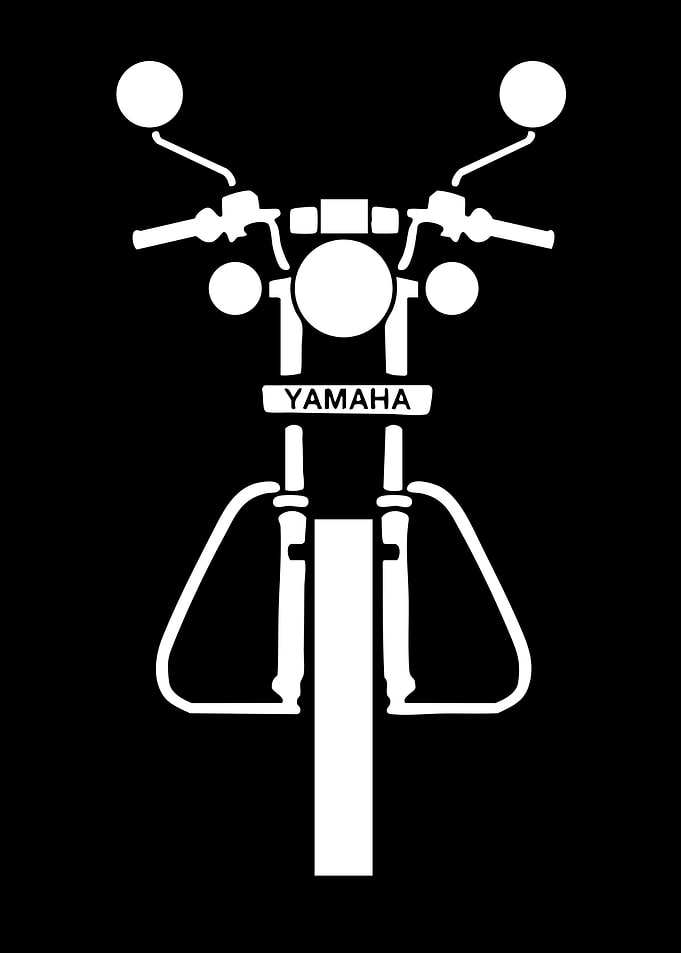 Yamaha Motorcycle White Silhouette on Black