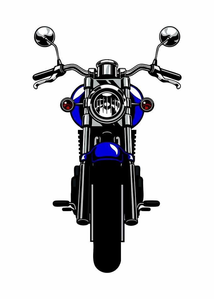 Blue Motorcycle Front View Illustration