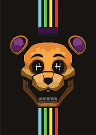 Golden Freddy Mask with Rainbow Stripes