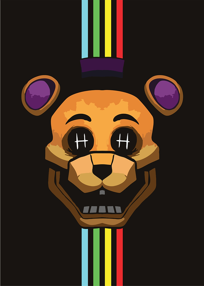 Golden Freddy Mask with Rainbow Stripes