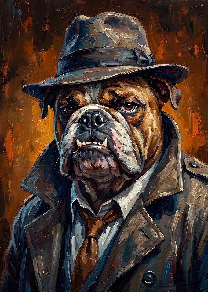 Bulldog Detective Painting
