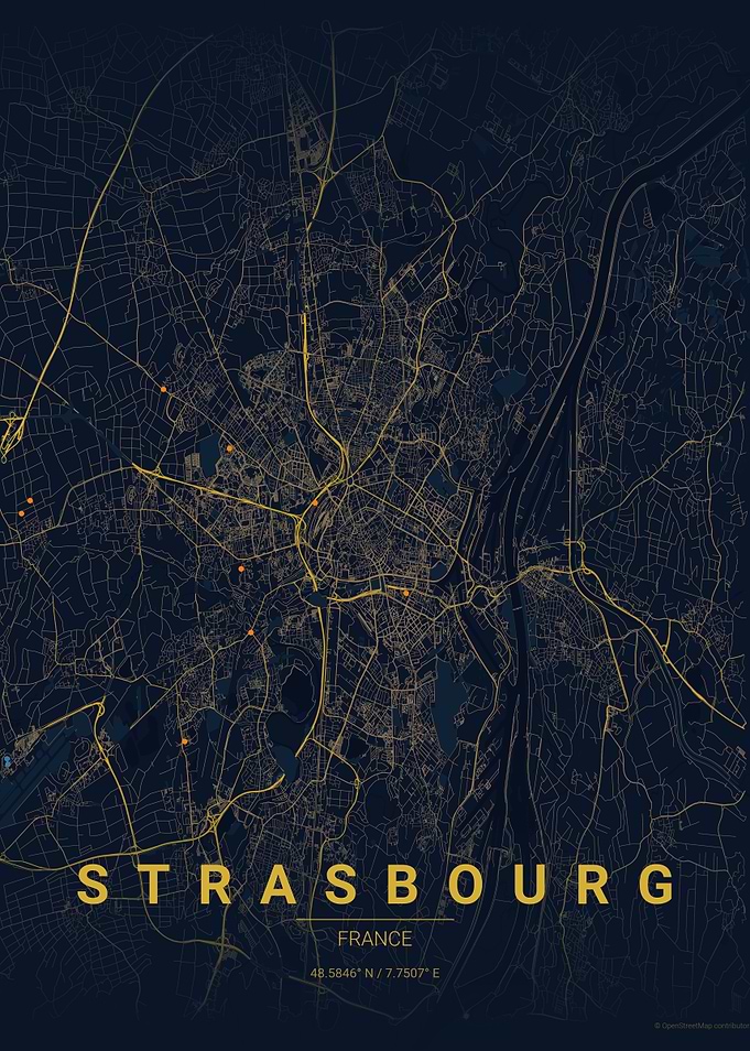 Strasbourg, France City Map