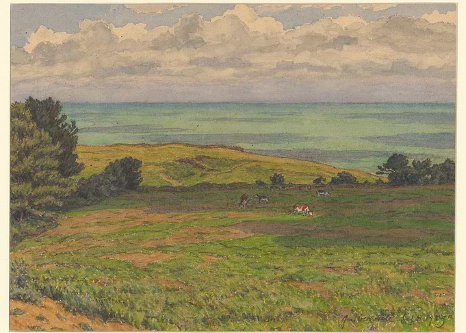 Pastoral Landscape with Cows by the Sea