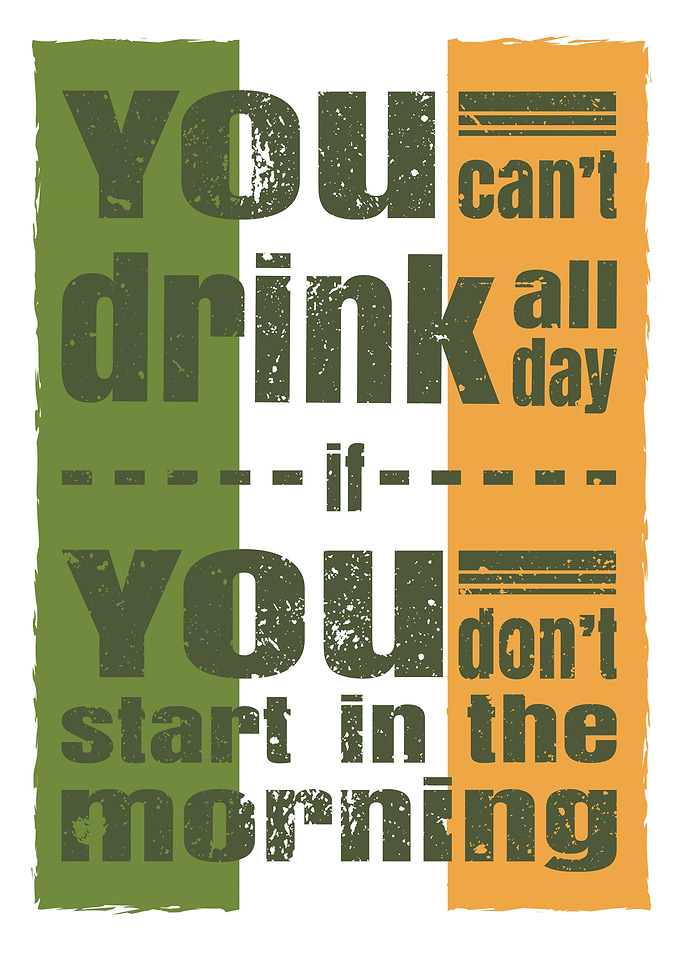 St Patrick’s Day Funny Quote Poster. Irish Pub Wall Decor.