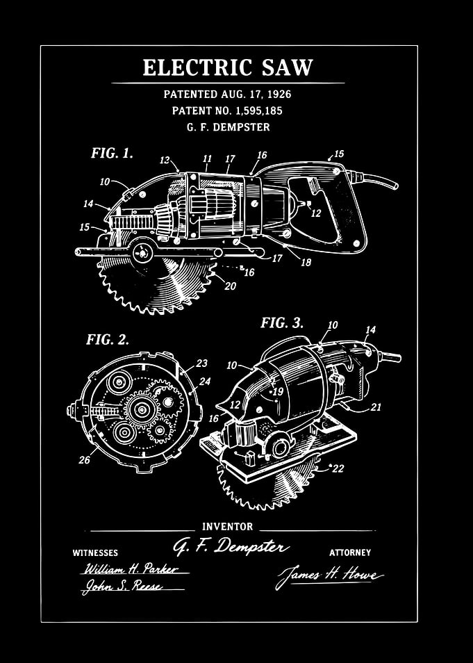 Electric Saw Patent Blueprint