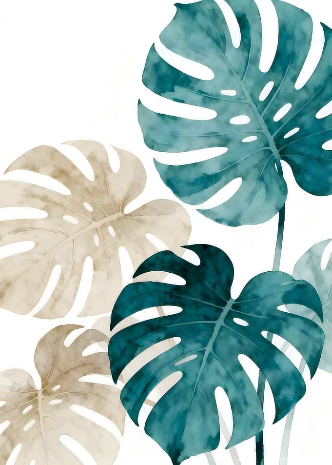 Monstera Leaves Watercolor Art