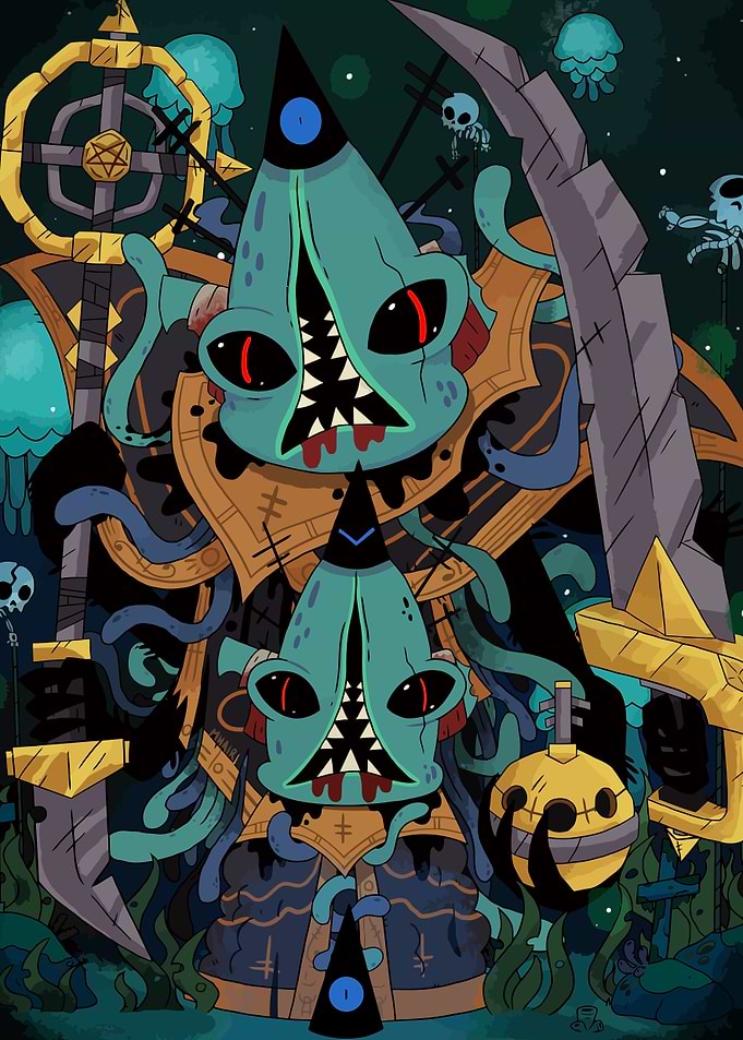 Cultic Sea Monster Illustration