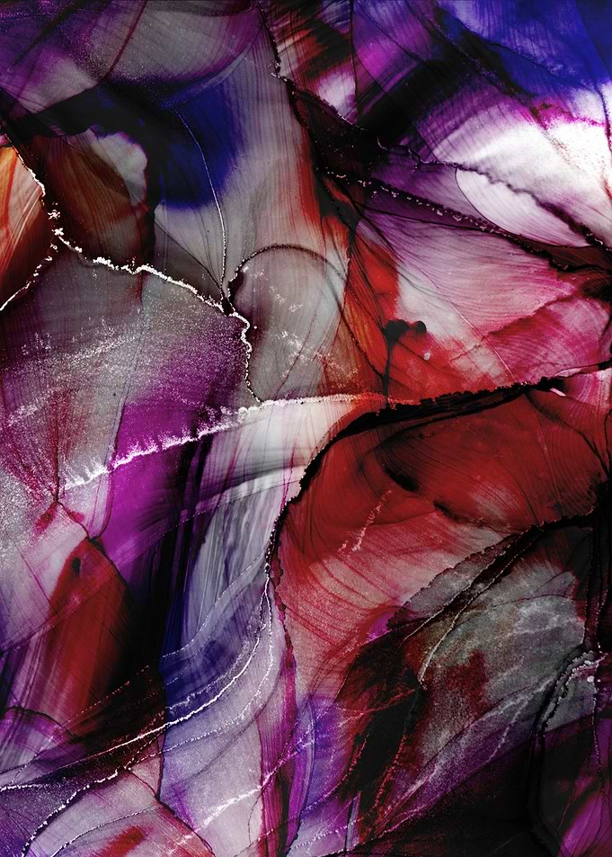 Abstract Fluid Art with Purple and Red