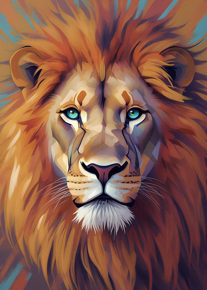 Majestic Lion Portrait with Blue Eyes