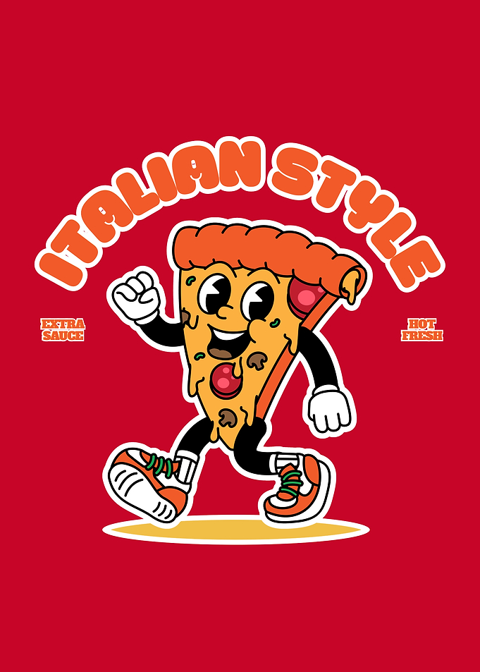 Cartoon Pizza Slice Italian Style
