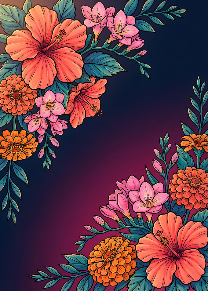 Floral Arrangement with Hibiscus and Zinnias
