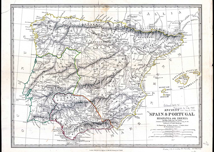 Ancient Map of Spain and Portugal
