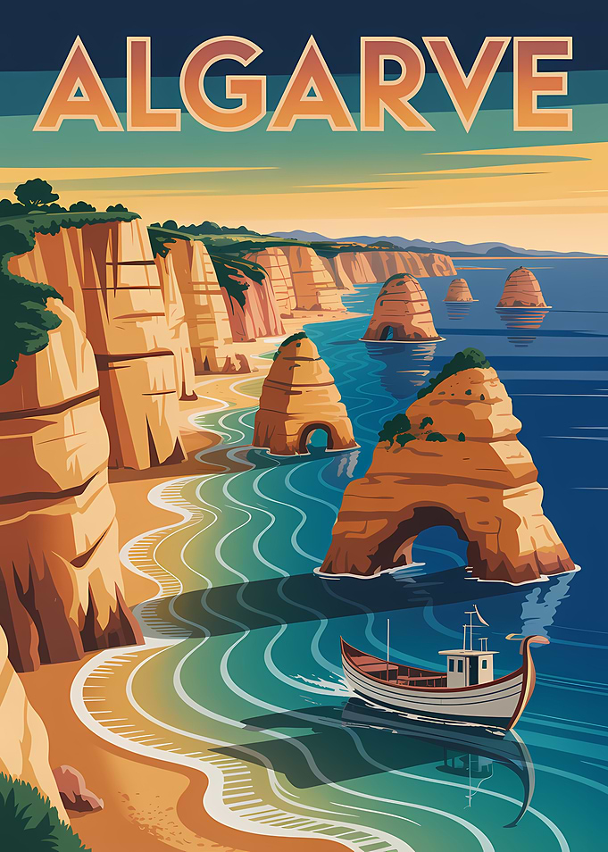 Algarve Coast Travel Poster