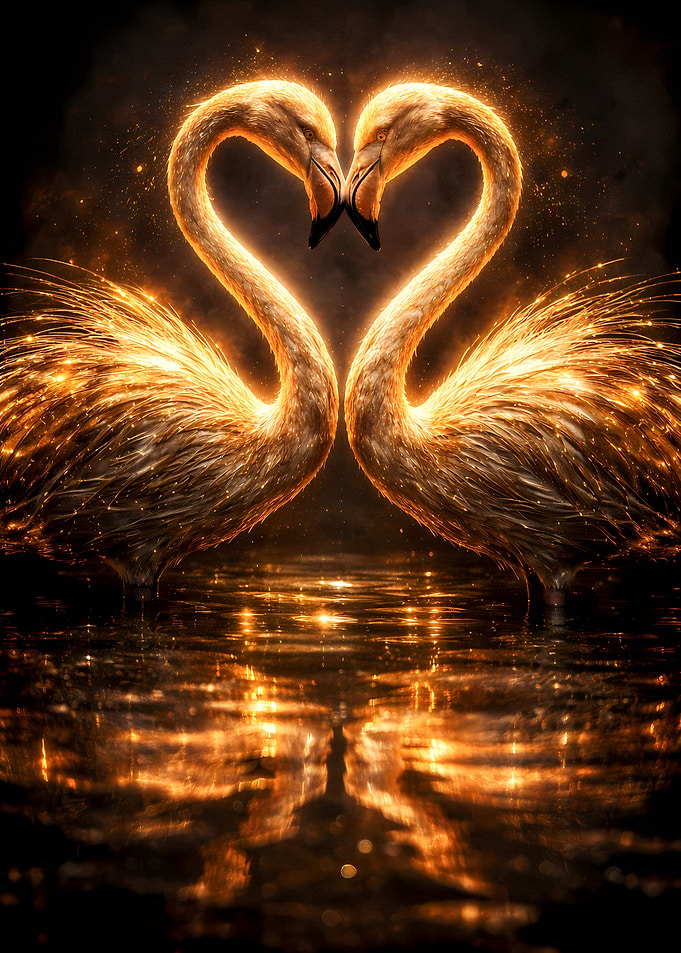 Swans Couple - Luxury Animal Wall Art - Romantic Gift Decor