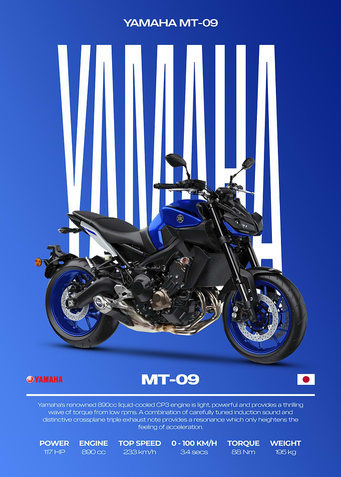 Yamaha MT-09 Motorcycle Poster