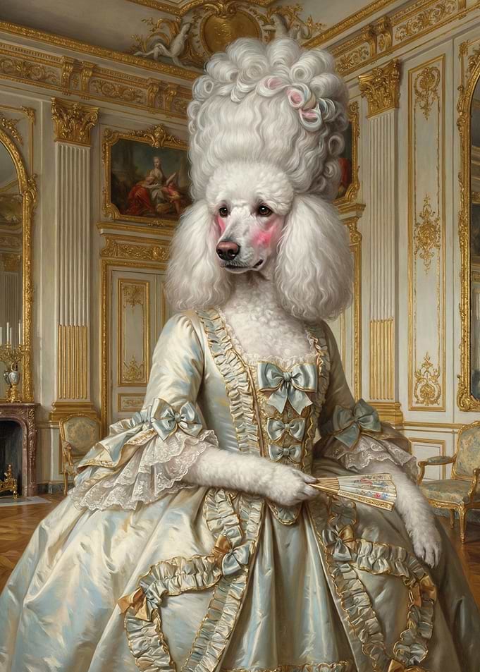 Poodle Portrait in Rococo Style