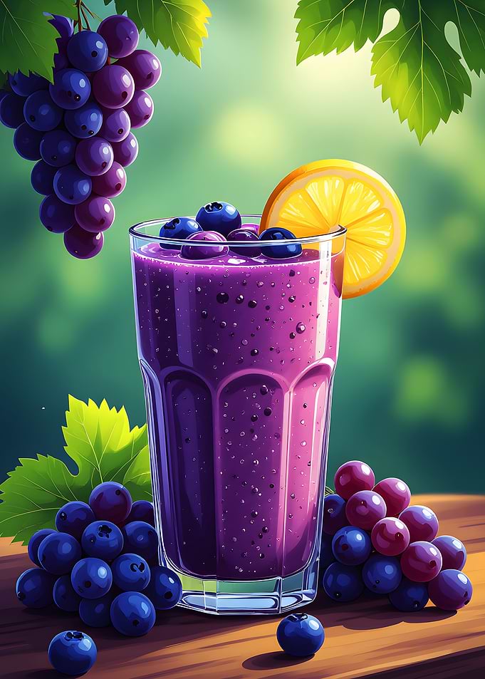 Berry Smoothie with Grapes and Lemon