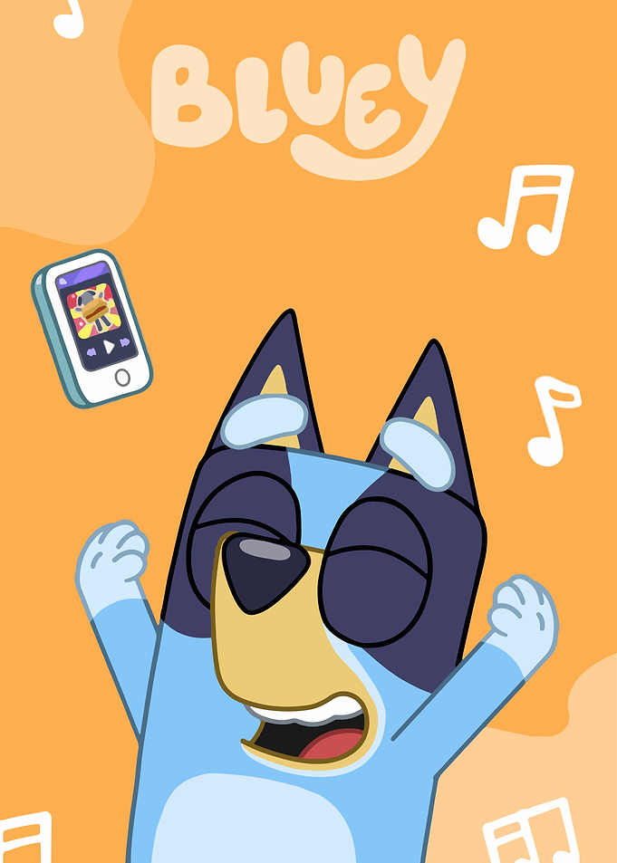 Bluey enjoying music