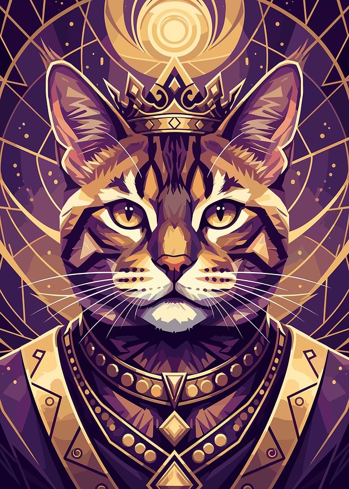 Regal Cat Portrait with Crown