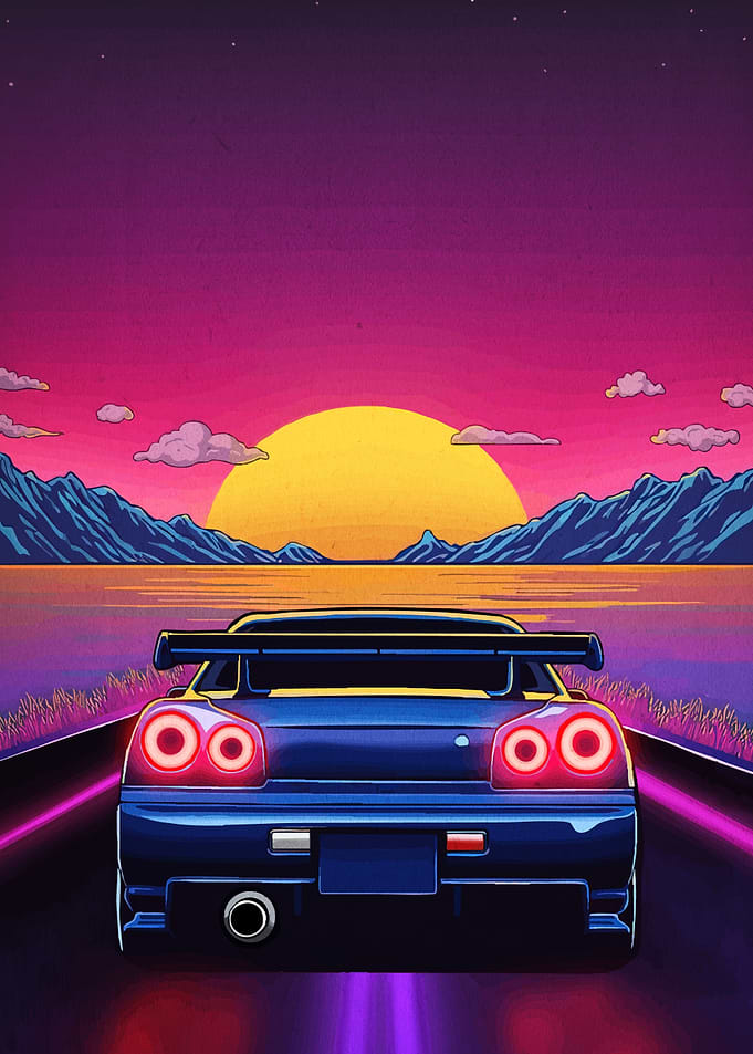 Retro Car Sunset Drive