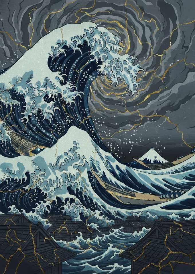 Great Wave Kintsugi Art