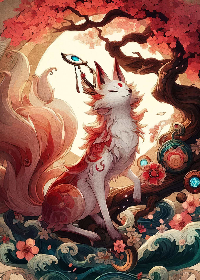 Nine-Tailed Fox in Japanese Style