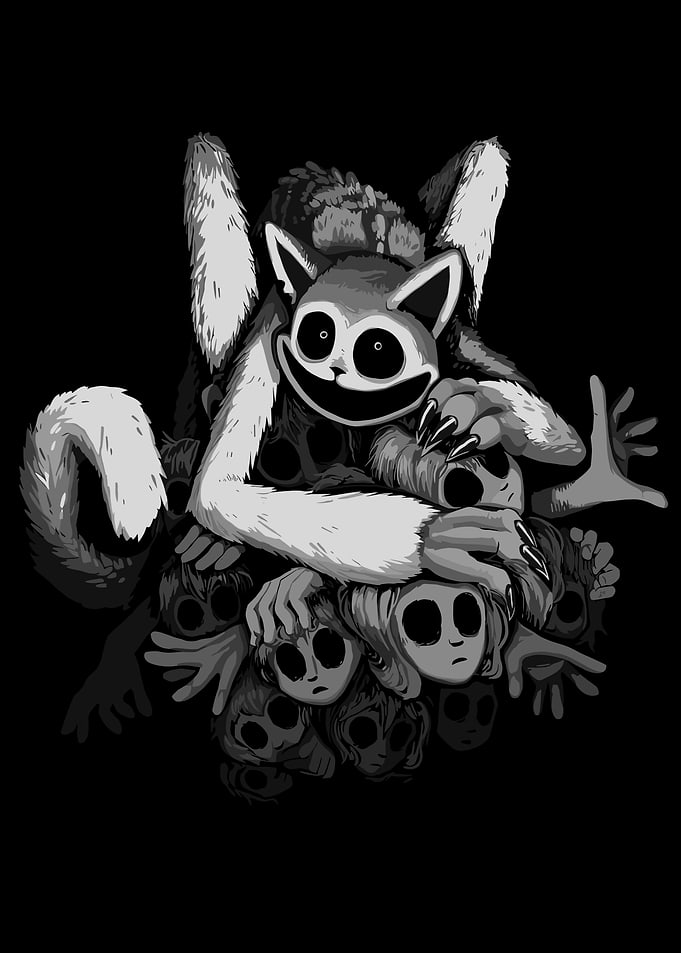 Creepy Cat Monster with Human Faces