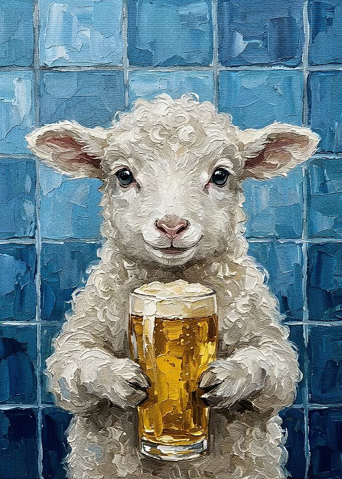 Lamb with Beer Painting
