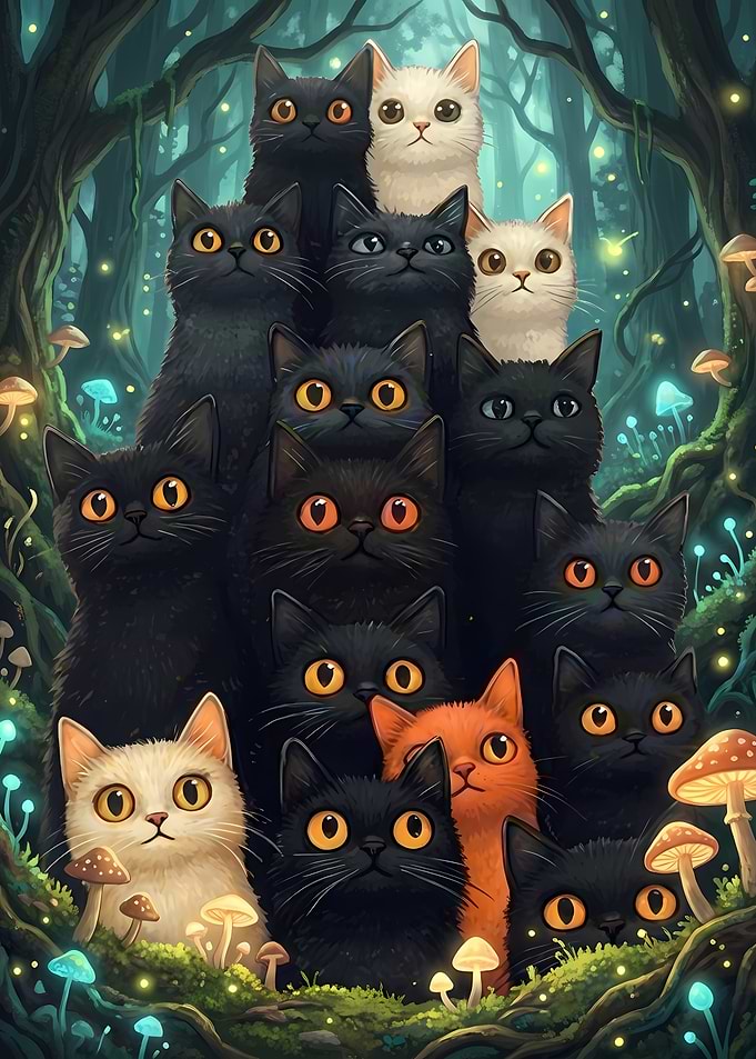 Cats in Enchanted Forest