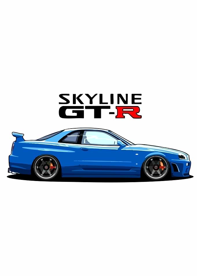 Blue Nissan Skyline GT-R Illustration