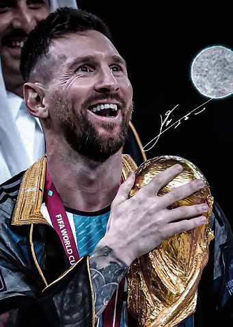 Lionel Messi with World Cup Trophy