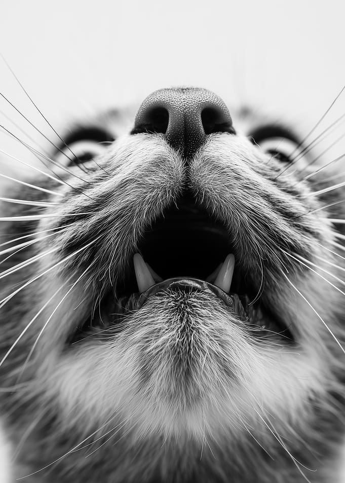 Monochrome Cat Close-Up
