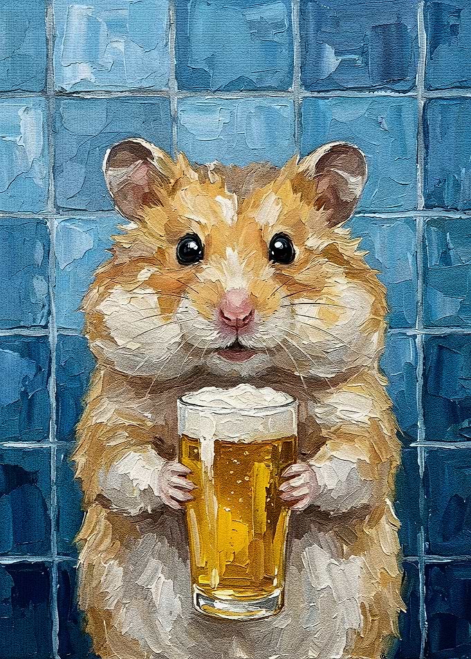 Hamster with Beer Painting