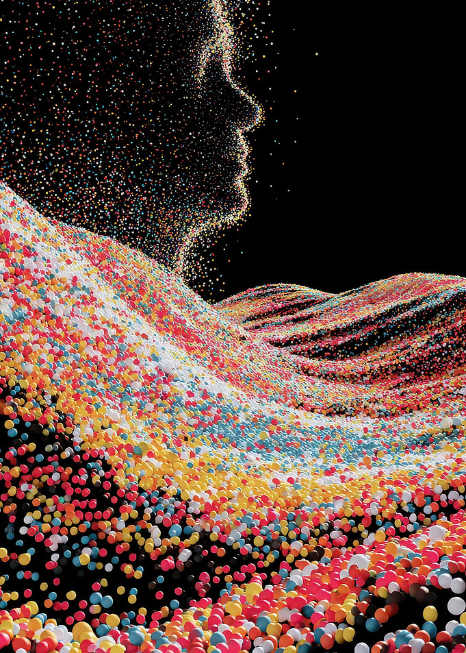 Abstract Profile with Colorful Spheres