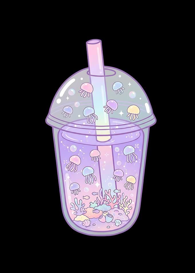 Jellyfish Boba Tea Illustration