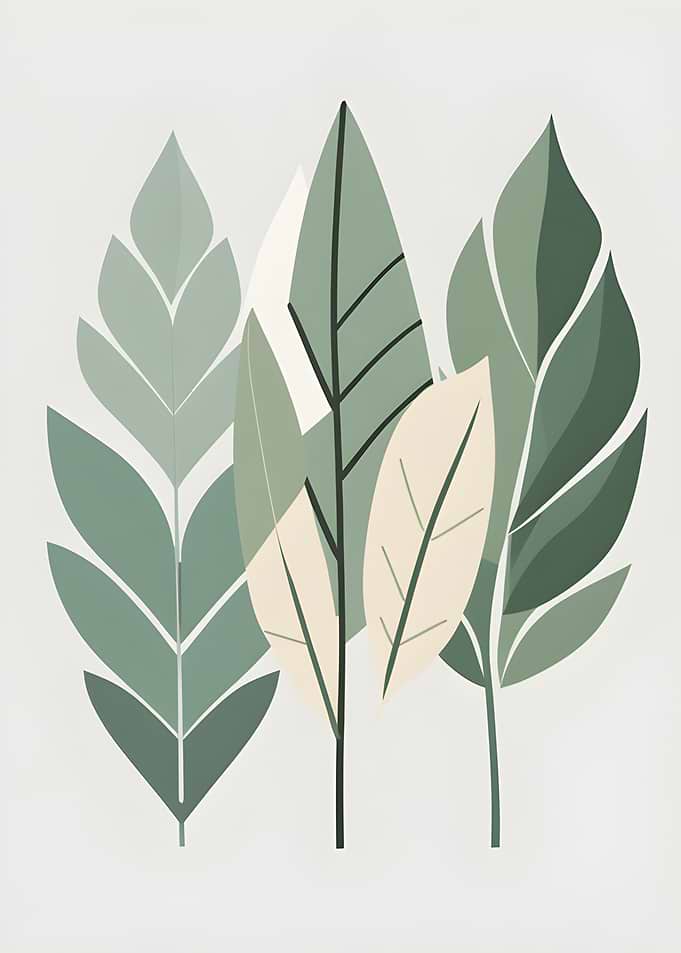 Minimalist Green Leaves Illustration