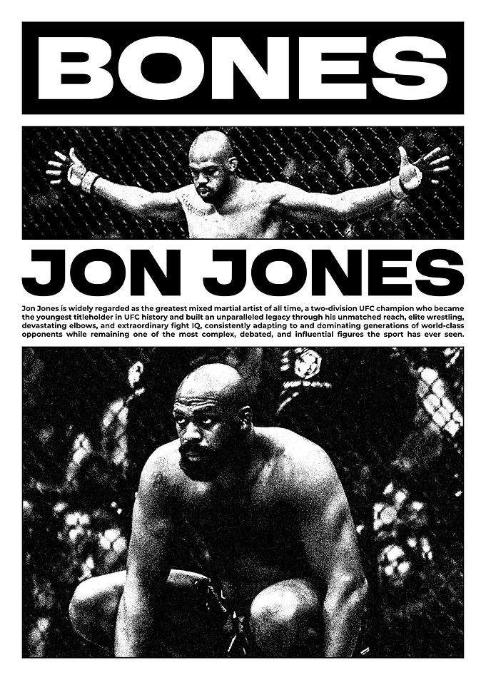 Jon Jones UFC Black and White Poster