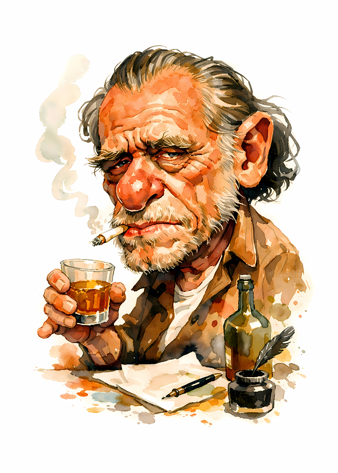 Charles Bukowski Watercolor Portrait