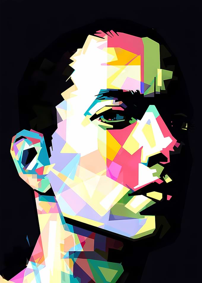 eminem Colorful Geometric Portrait on Black Background