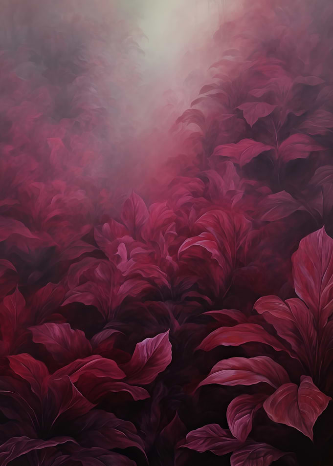 Crimson Leaves Abstract