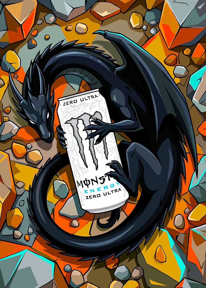 Dragon with Monster Energy Drink