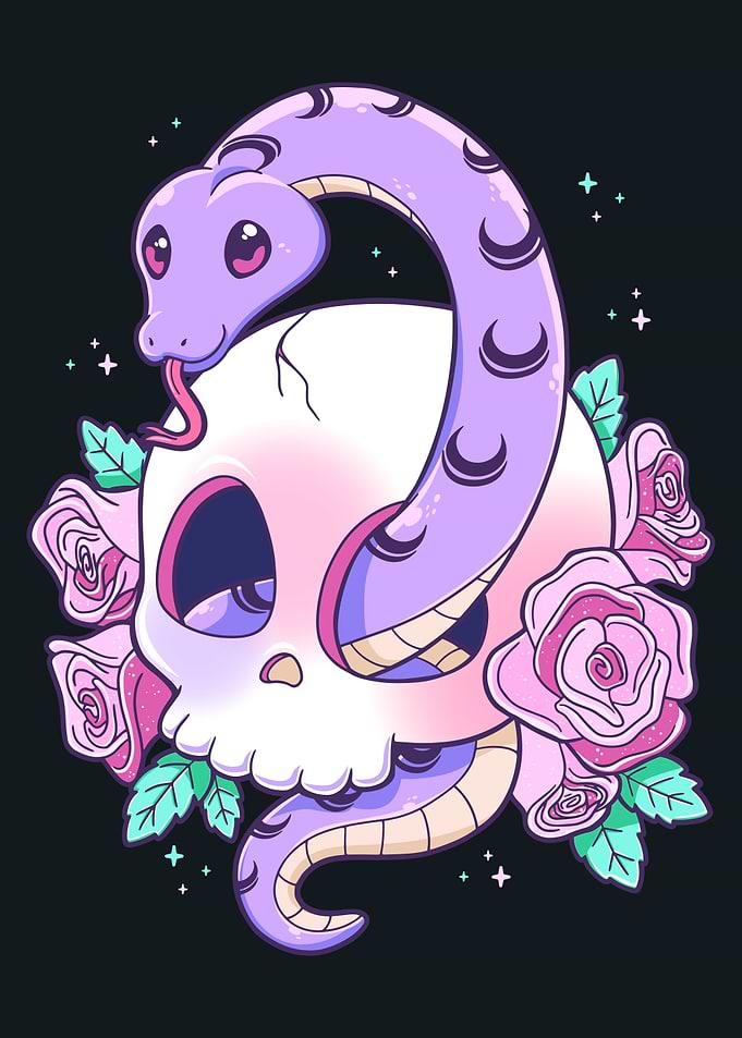 Pastel Goth Snake & Skull