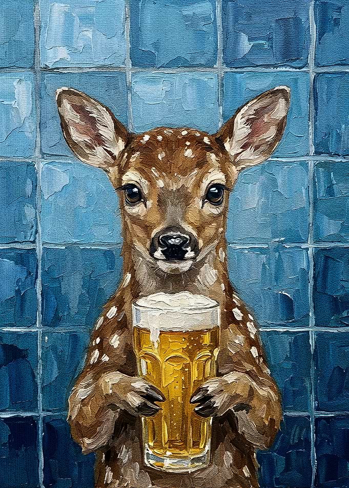 Deer with Beer Painting