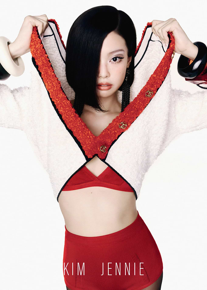 Kim Jennie in Red and White Outfit