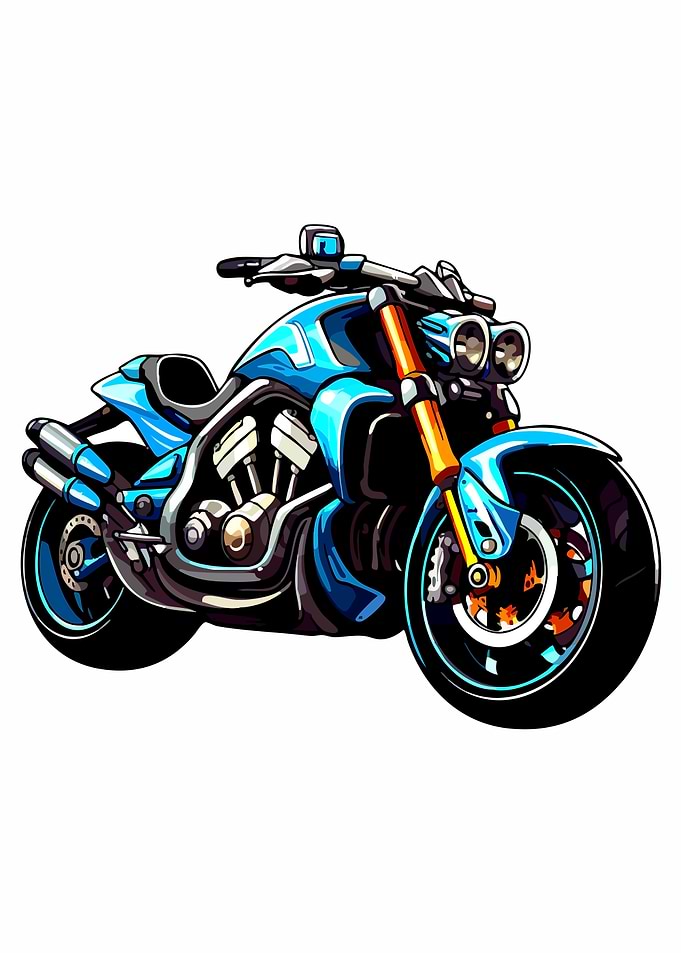 Blue Motorcycle Illustration on White Background
